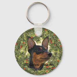 Miniature Pinscher Wreath Schlüsselanhänger
