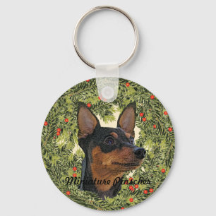Miniature Pinscher Wreath Schlüsselanhänger