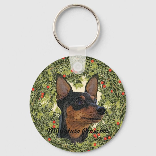 Miniature Pinscher Wreath Schlüsselanhänger (Vorderseite)