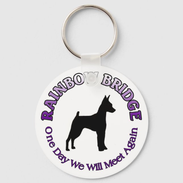 MINIATURE PISCHER MIN BUTTON RAINBOW BRIDGE SCHLÜS SCHLÜSSELANHÄNGER (Vorderseite)