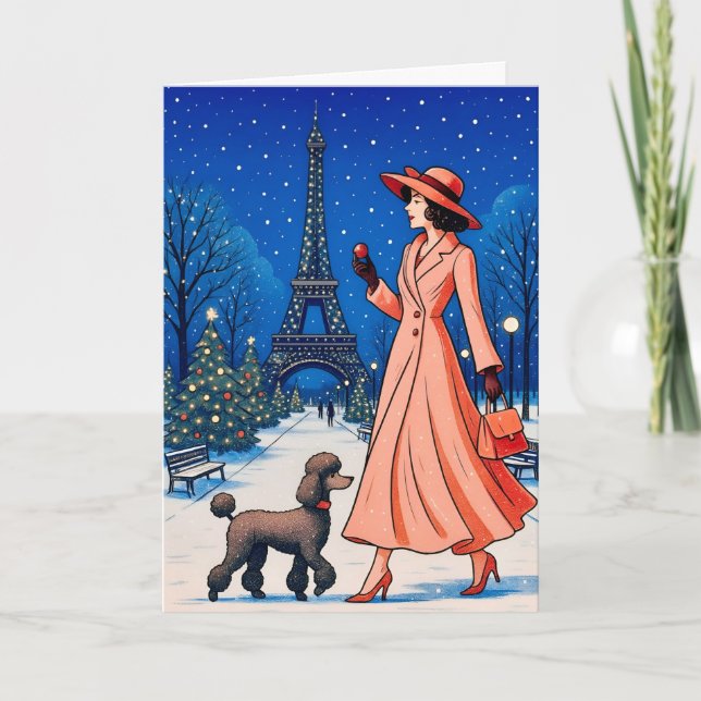 Miniature Poodle Holiday Card Feiertagskarte (Vorderseite)