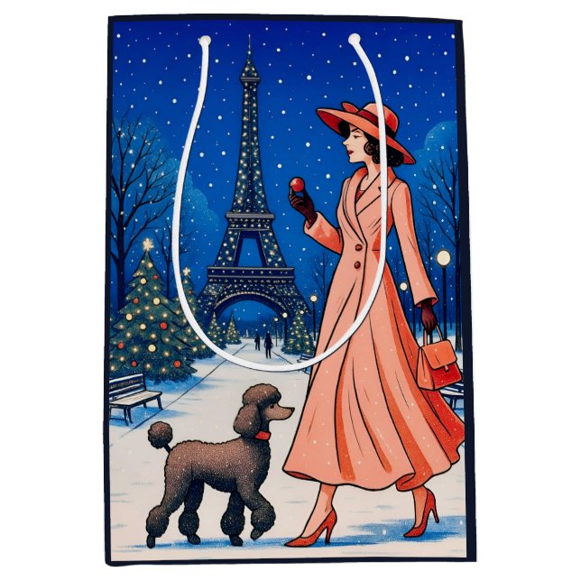 Miniature Poodle Holiday  Mittlere Geschenktüte (Vorderseite)