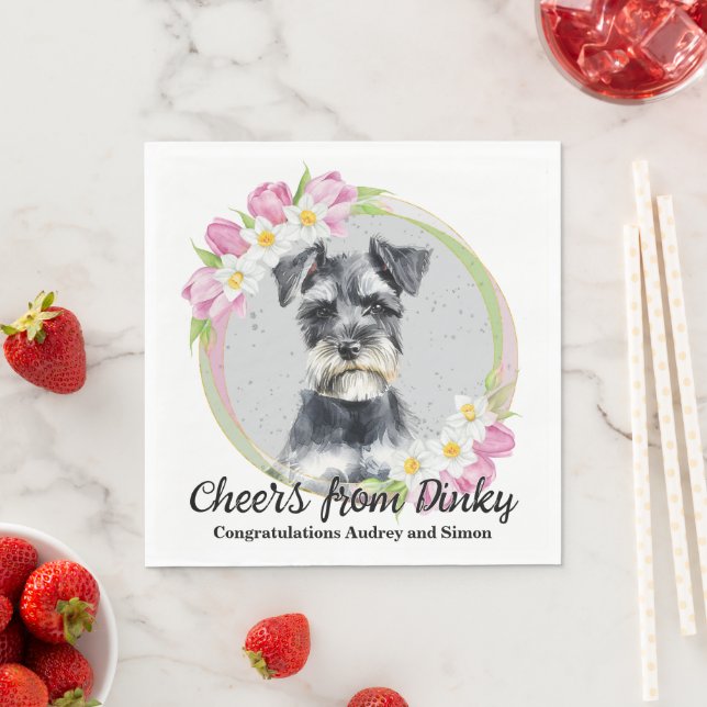 Miniature Schanuzer Hochzeit Napkins mit Hunde-Fot Serviette (Beispiel)