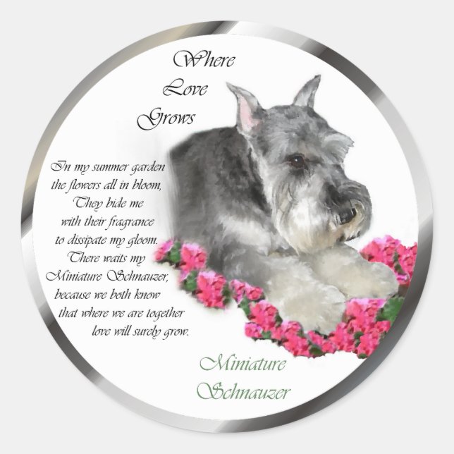 Miniature Schnauzer Art Ohrts Runder Aufkleber (Vorderseite)