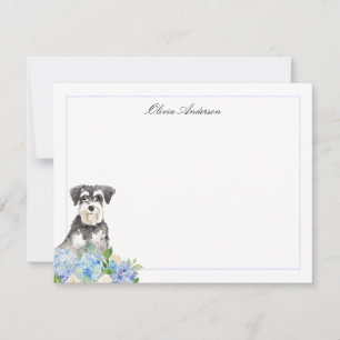 Miniature Schnauzer Blue Hydrangea Personalisiert Mitteilungskarte
