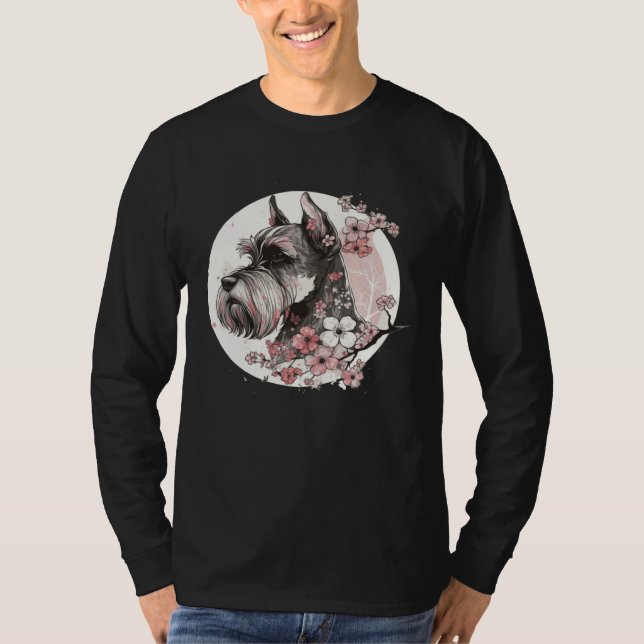 Miniature Schnauzer Cherry Blossom Dog Breed Japan T-Shirt (Vorderseite)