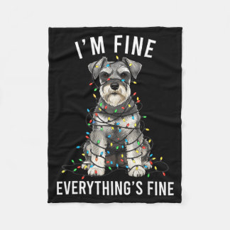 Miniature Schnauzer Christmas I'm Fine Everything Fleecedecke