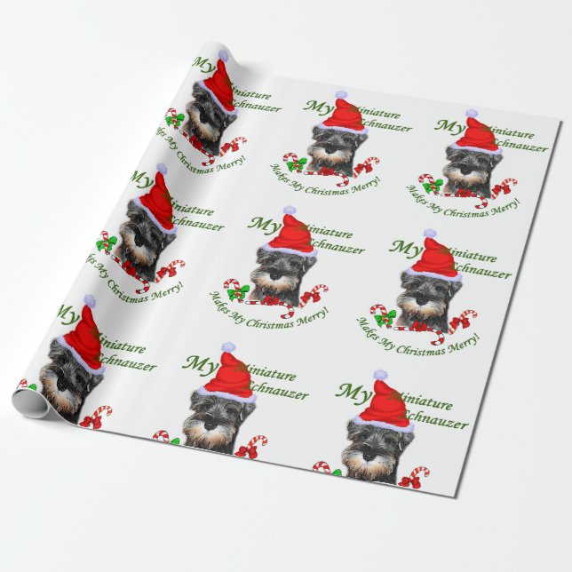 Miniature Schnauzer Christmas Merry Geschenkpapier (Ungerollt)