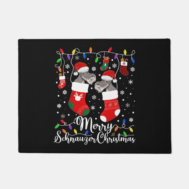 Miniature Schnauzer Christmas Mini Schnauzer Xmas Fußmatte (Vorderseite)
