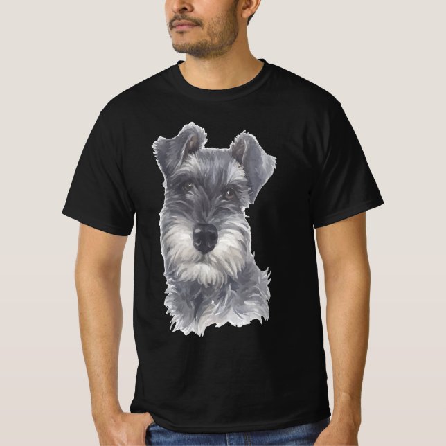 Miniature Schnauzer Dog - Aquarell Art Dog Geschen T-Shirt (Vorderseite)