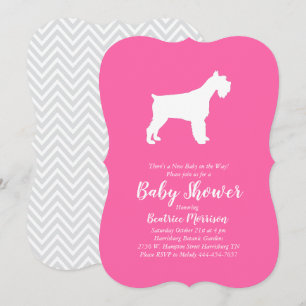 Miniature Schnauzer Dog Baby Shower Girl Pink Einladung