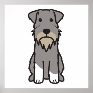 Miniature Schnauzer Dog Cartoon Poster