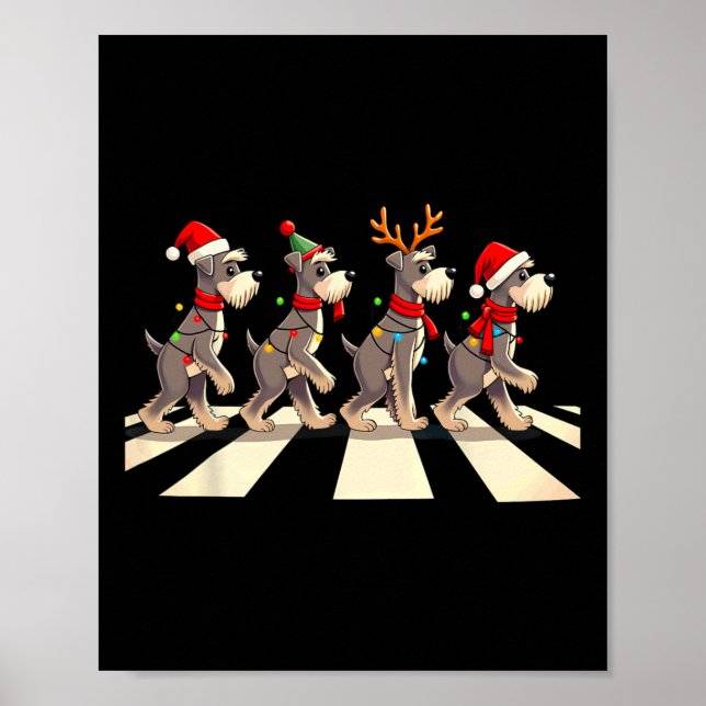 Miniature Schnauzer Dog Crossing Road Xmas Poster (Vorne)