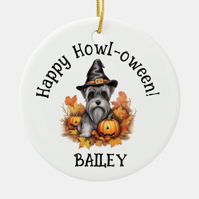 Miniature Schnauzer Dog Halloween Keramik Ornament (Vorne)