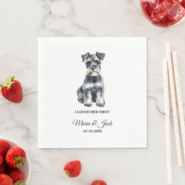 Miniature Schnauzer Dog Hochzeit Napkins mit Foto Serviette (Beispiel)