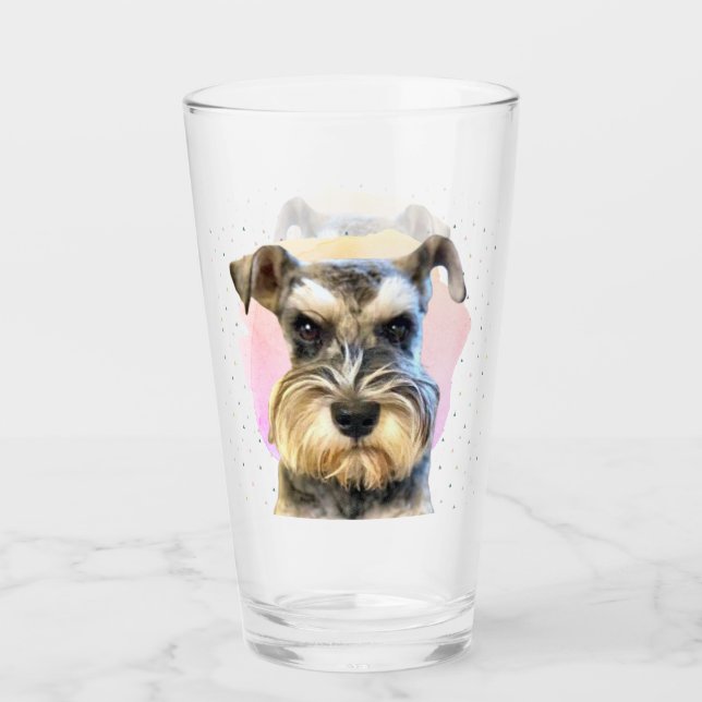 Miniature Schnauzer Dog Lover Süße Tier Pink Glas (Vorderseite)