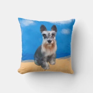 Miniature Schnauzer Dog On Beach Kissen