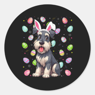 Miniature Schnauzer Dog Ostereier Hunt Sonniges Oh Runder Aufkleber
