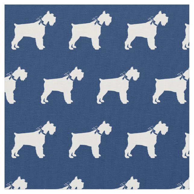 Miniature Schnauzer Dog Silhouette Pet Navy Blue Stoff (Nahaufnahme)