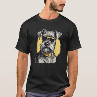 Miniature Schnauzer dog with sunglasses Dog breed T-Shirt