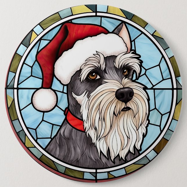 Miniature Schnauzer Festglasweihnacht Button (Vorderseite)