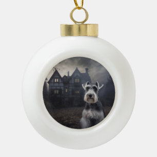 Miniature Schnauzer Halloween Beängstigend Keramik Kugel-Ornament