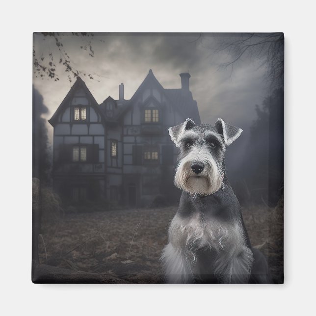 Miniature Schnauzer Halloween Beängstigend Magnet (Vorne)