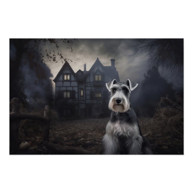 Miniature Schnauzer Halloween Beängstigend Poster (Vorderseite)