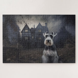Miniature Schnauzer Halloween Beängstigend Puzzle