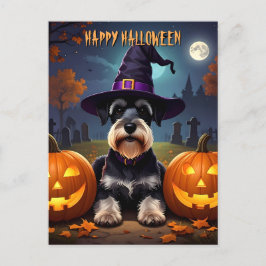 Miniature Schnauzer Halloween Postkarte