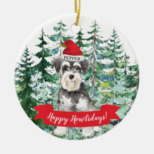 Miniature Schnauzer Happy Howlidays Hund Keramik Ornament