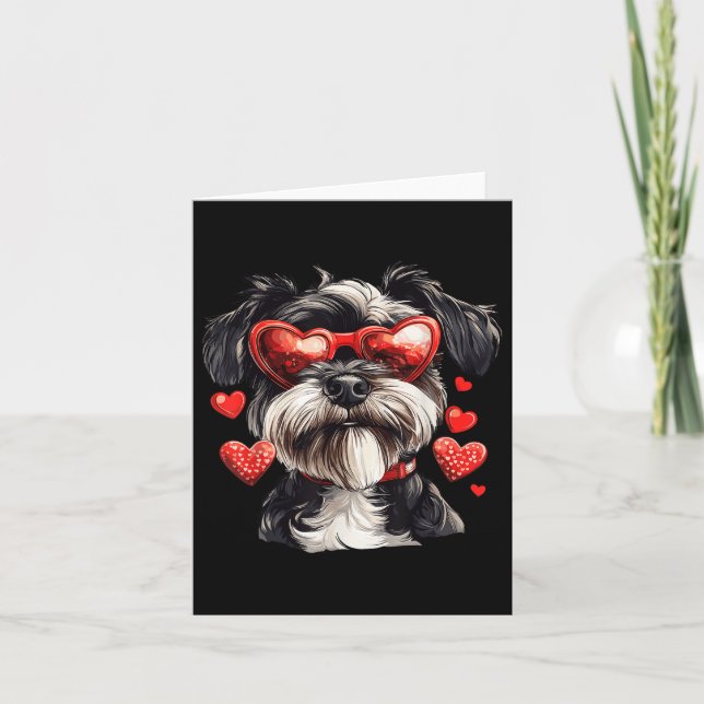 Miniature Schnauzer Heart Gles Valentinstag Dog Karte (Vorderseite)