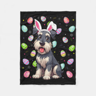 Miniature Schnauzer Hund Ostereierjagd Hasenohren Fleecedecke