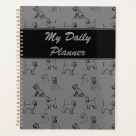 Miniature Schnauzer Line Art Muster 001 Grau Planer