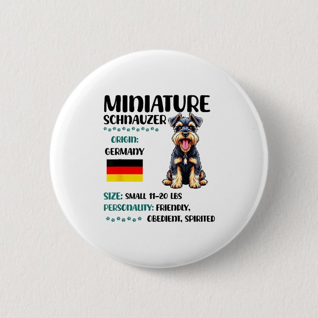 Miniature Schnauzer Origin Funny Mini Schnauzer Lo Button (Vorderseite)