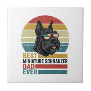 Miniature Schnauzer Papa Vintage Patriotisches T-S Fliese