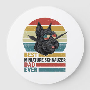 Miniature Schnauzer Papa Vintage Patriotisches T-S Große Wanduhr
