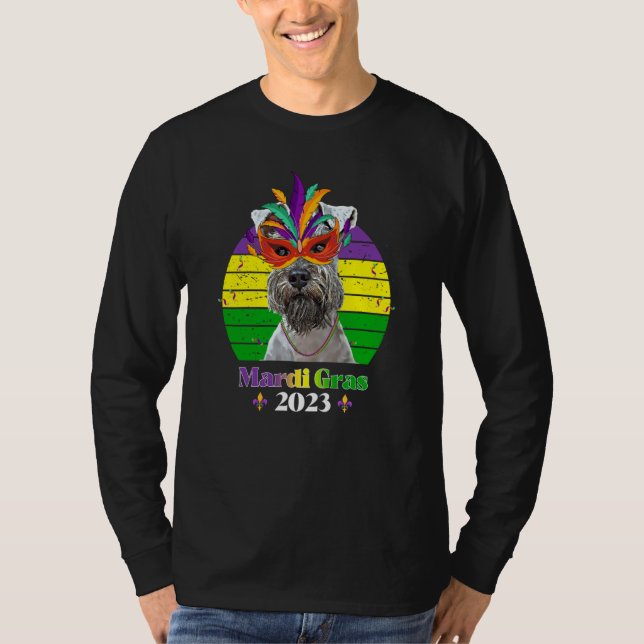 Miniature Schnauzer Party Dog Mardi Gras 2023 T-Shirt (Vorderseite)