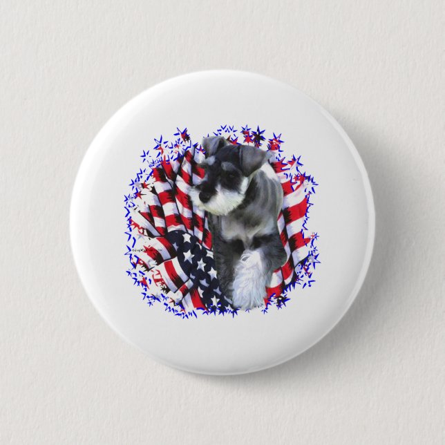 Miniature Schnauzer Patriot Button (Vorderseite)