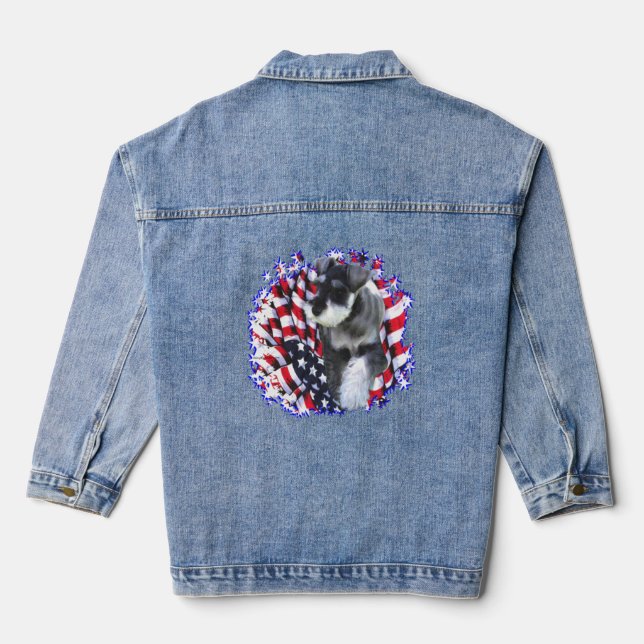 Miniature Schnauzer Patriot Jeansjacke (Rückseite)