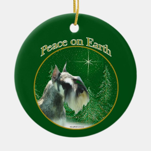 Miniature Schnauzer Peace Keramik Ornament (Vorne)