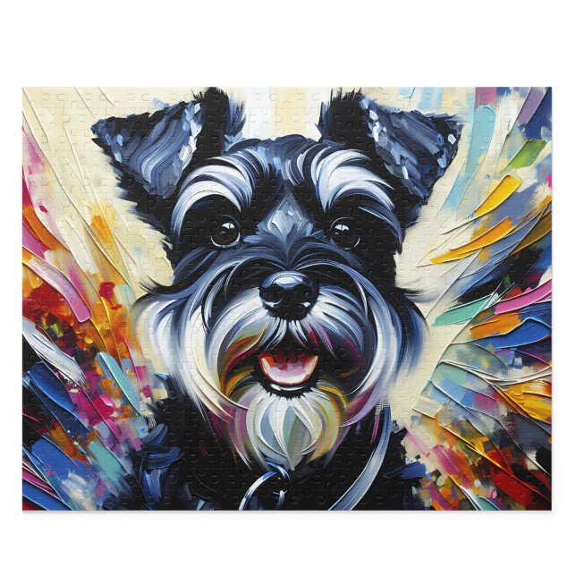 Miniature Schnauzer Puzzle: Schwarz Silber Zwerg Puzzle (Miniature Schnauzer Puzzle: Black and Silver Acrylic Style Zwergschnauzer Jigsaw)