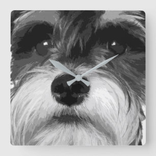 Miniature Schnauzer Quadratische Wanduhr