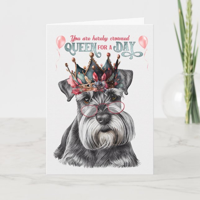 Miniature Schnauzer Queen für einen Tag Sonnensche Karte (Vorderseite)