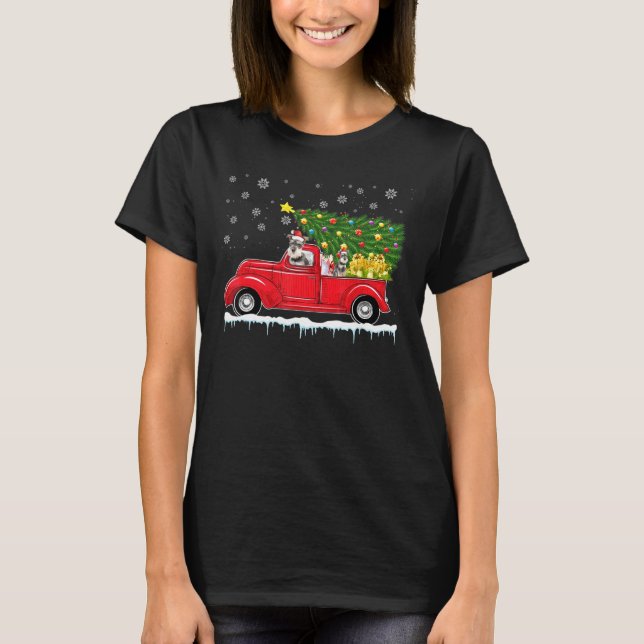 Miniature Schnauzer Red Car Truck Weihnachtsbaum X T-Shirt (Vorderseite)