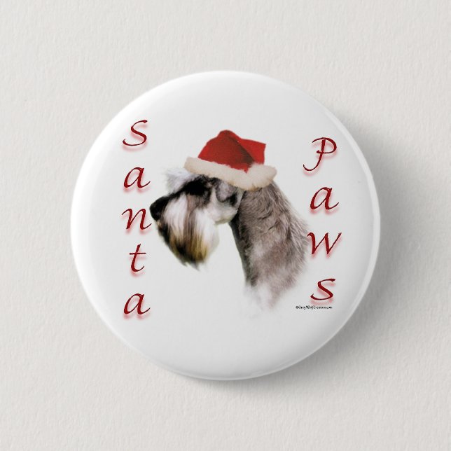 Miniature Schnauzer Santa Paws Button (Vorderseite)