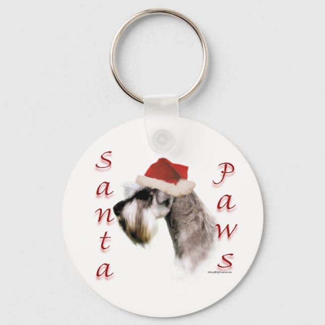 Miniature Schnauzer Santa Paws Schlüsselanhänger (Vorderseite)