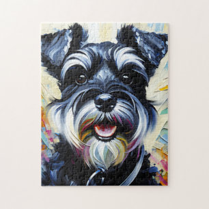 Miniature Schnauzer - Schwarz   Silber Akrylprint Puzzle