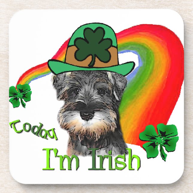 Miniature Schnauzer St Patricks Getränkeuntersetzer (Vorderseite)