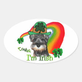 Miniature Schnauzer St Patricks Ovaler Aufkleber